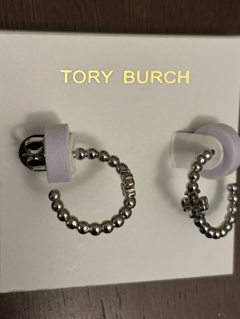 Brand new silver plated, Tory Burch hoop earrings